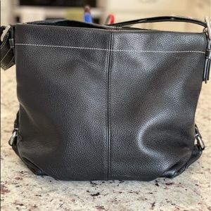 Black leather Coach bag.